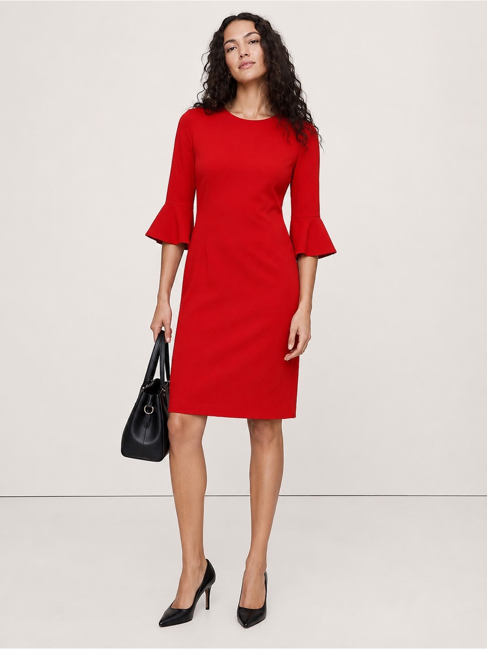 Banana Republic Classic Red Bell-Sleeve Sheath Dress - Women - size 0